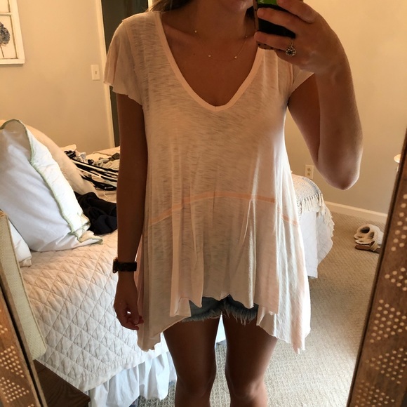 Blush Pink Tissue High low T-shirt - Picture 1 of 4